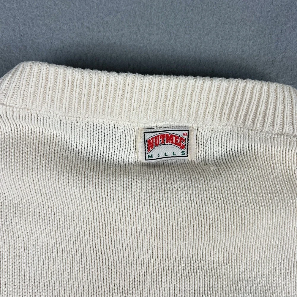 VTG University of Michigan Sweater Fits XL 90s Wolverines Embroidered Nutmeg USA